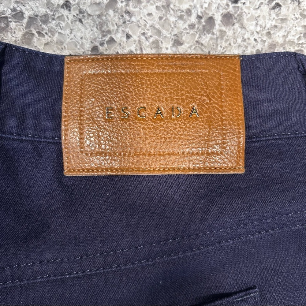Escada Pants Chino Navy Blue Cotton Blend Straight Leg Women's Sz 36 (US S) - Picture 8 of 12